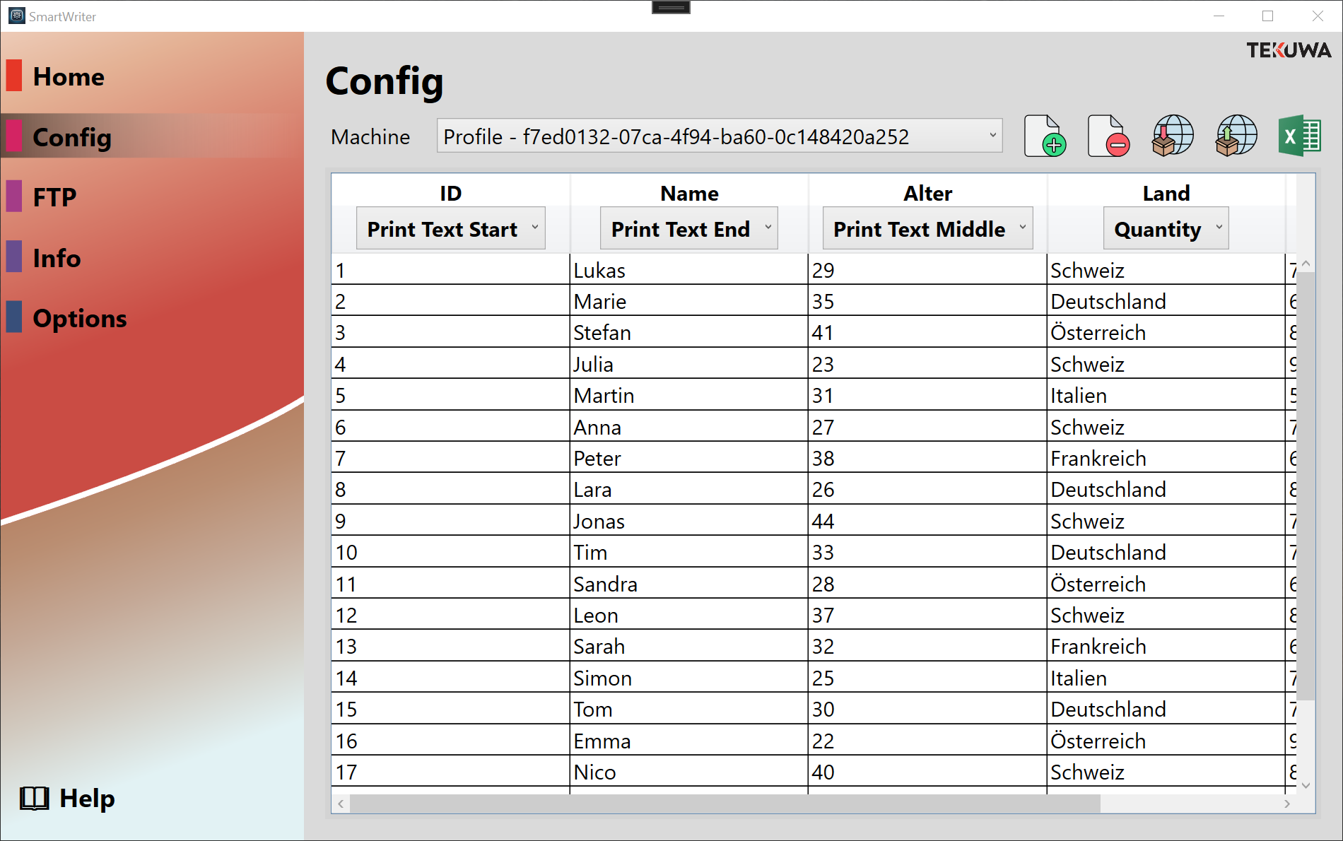 SmartWriter Configurator - Konfigurationsansicht