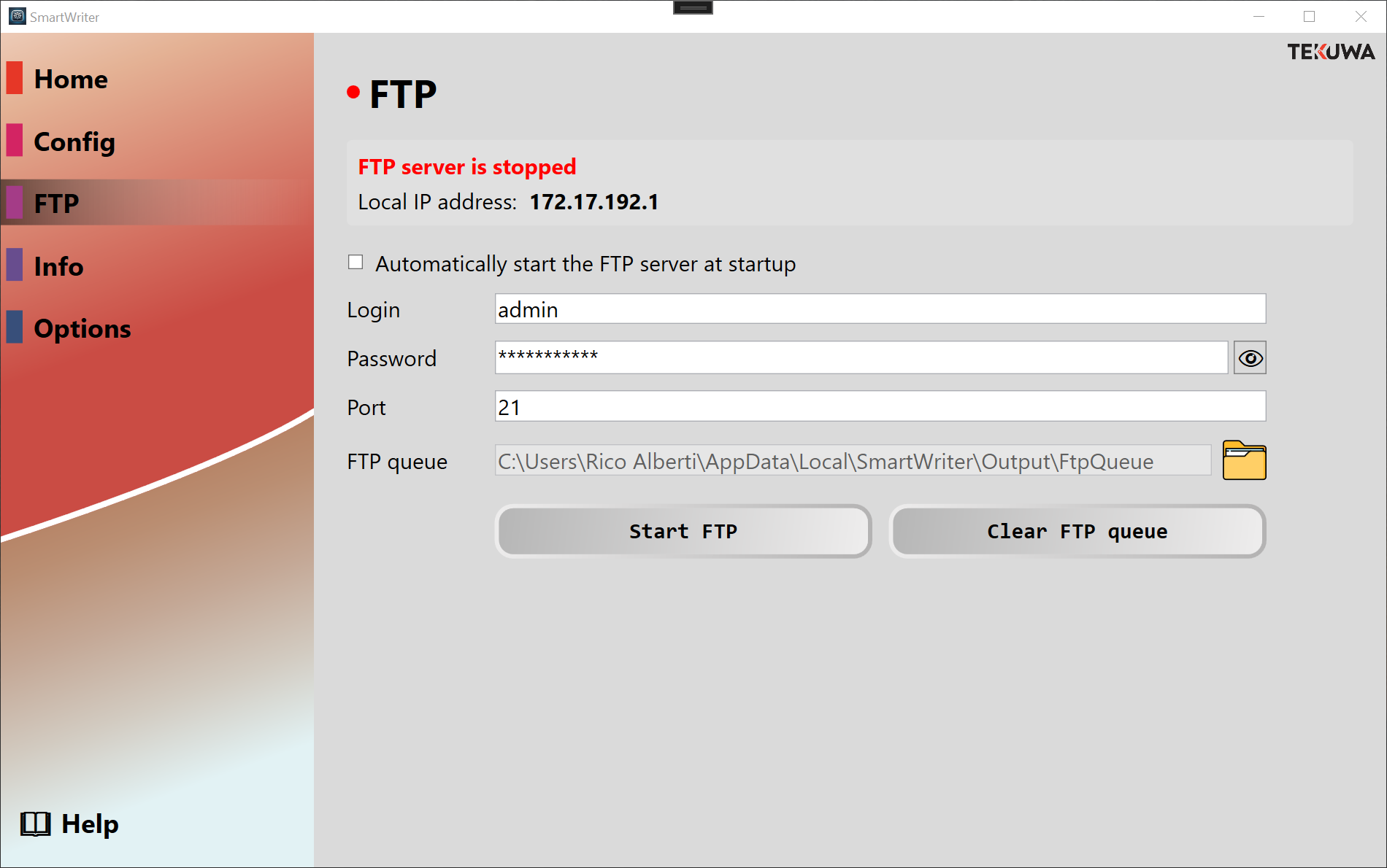SmartWriter FTP - Dateiübertragungsansicht